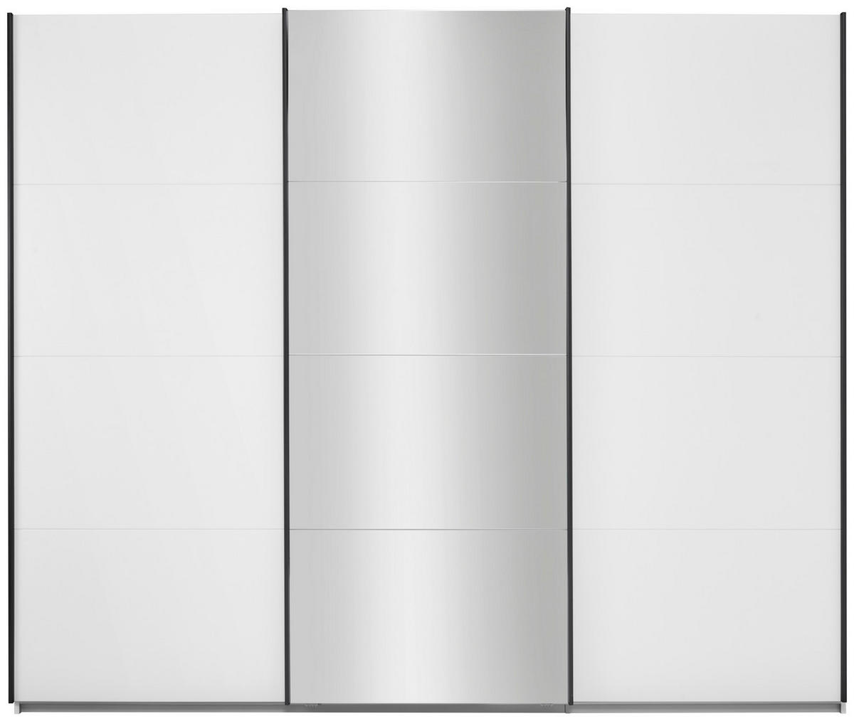SCHWEBETÜRENSCHRANK 271/229/62 cm 3-türig Weiß  - Alufarben/Weiß, KONVENTIONELL, Glas/Holzwerkstoff (271/229/62cm) - Carryhome