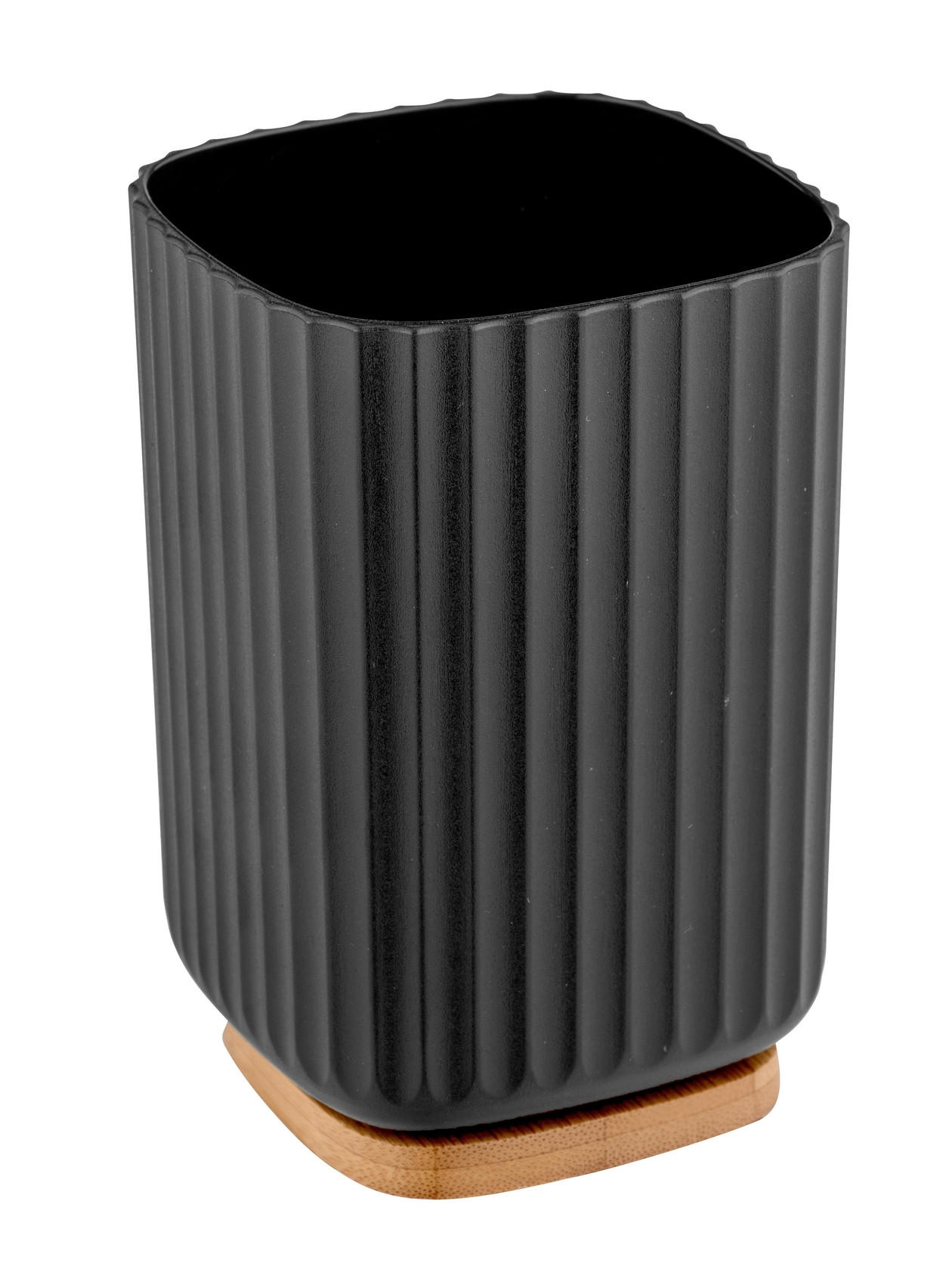 ZAHNPUTZBECHER  - Schwarz/Naturfarben, Basics, Naturmaterialien/Kunststoff (8,5/11/8,5cm) - Wenko