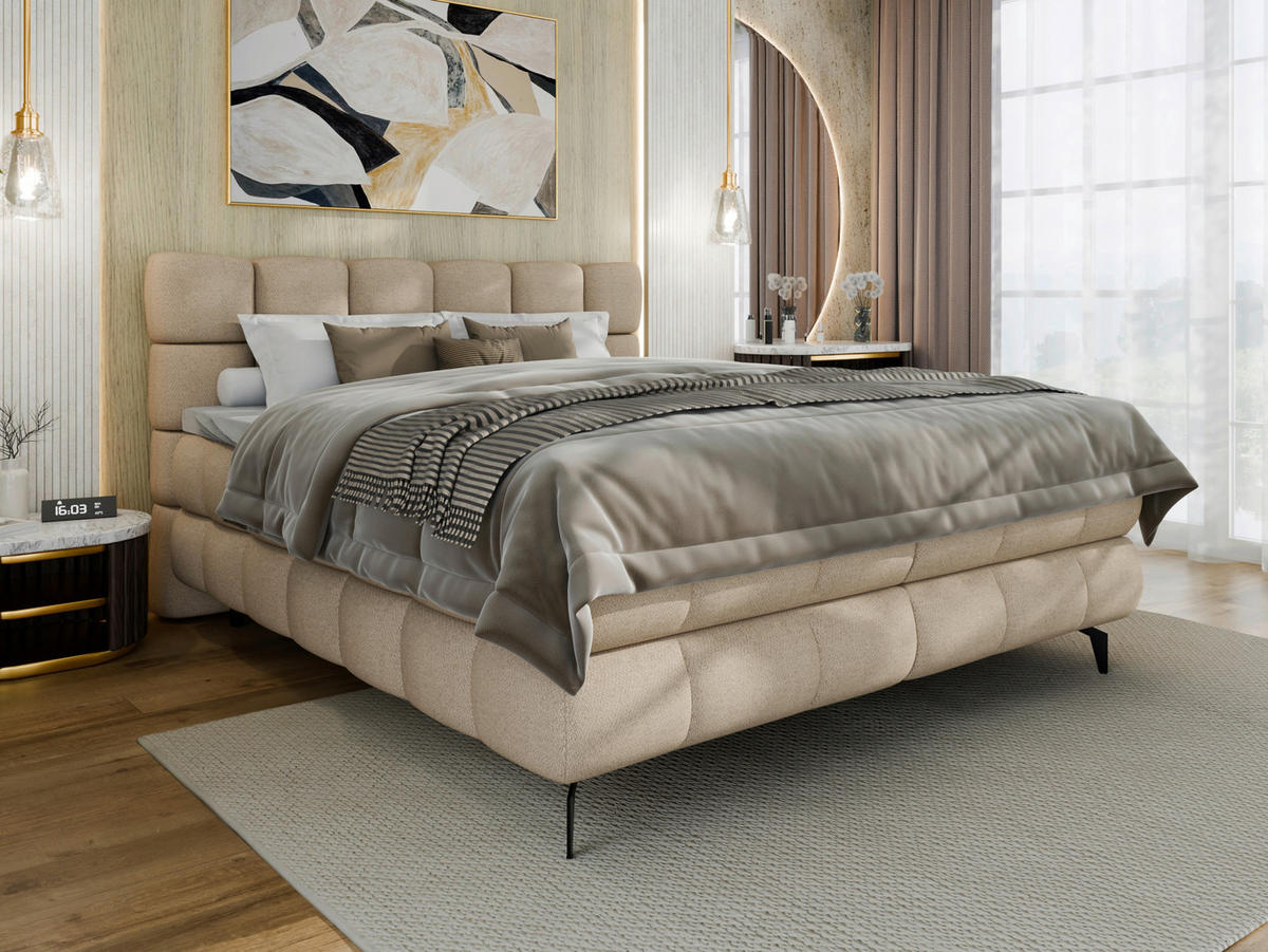 BOXBETT 180/200 cm  in Beige  - Beige/Schwarz, Trend, Textil/Metall (180/200cm) - Esposa