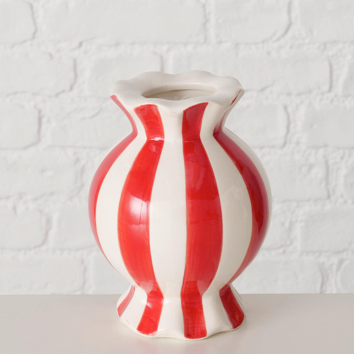 VASE 17,5 cm  - Rot/Weiß, Basics, Keramik (13/17,5cm) - X-Mas
