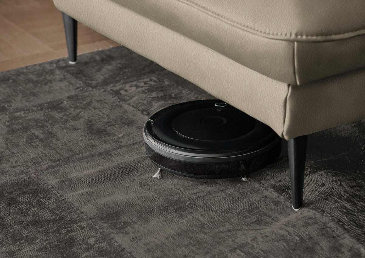 ECKSOFA in Echtleder Greige  - Greige/Schwarz, Design, Leder/Metall (172/334cm) - Hukla
