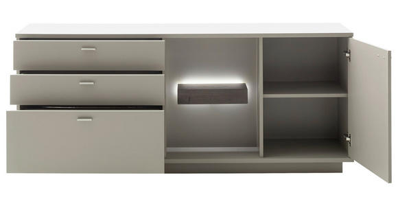 SIDEBOARD Grau, Eichefarben  180/77/44 cm  - Eichefarben/Grau, Design, Holzwerkstoff/Metall (180/77/44cm) - Novel