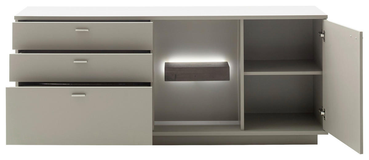 SIDEBOARD  in 180/77/44 cm  - Eichefarben/Grau, Design, Holzwerkstoff/Metall (180/77/44cm) - Novel