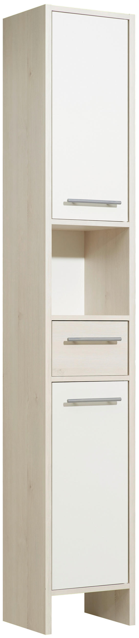 HOCHSCHRANK 33/196/28 cm - Alufarben/Weiß, KONVENTIONELL, Holzwerkstoff (33/196/28cm) - Carryhome