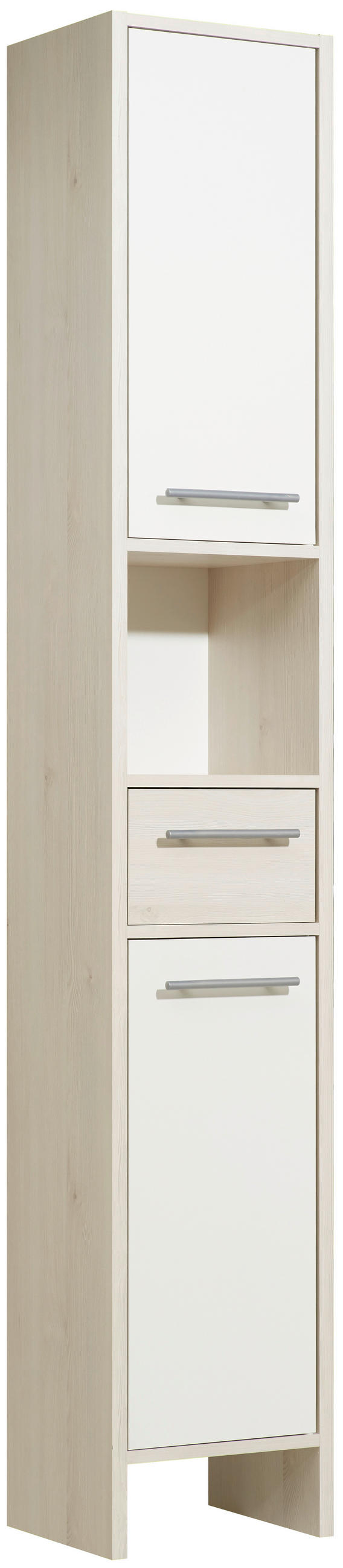 HOCHSCHRANK JAN -SC- - Alufarben/Weiß, KONVENTIONELL, Holzwerkstoff (33/196/28cm) - Carryhome