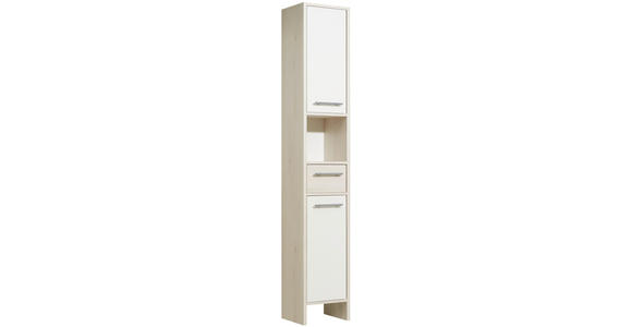 HOCHSCHRANK 33/196/28 cm - Alufarben/Weiß, KONVENTIONELL, Holzwerkstoff (33/196/28cm) - Carryhome