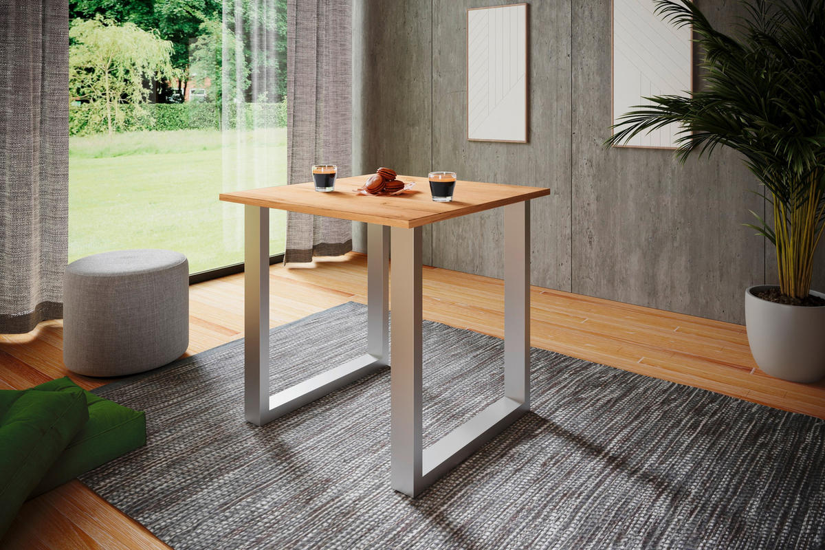 SKRIVBORD  i silver, Sonoma ek  - Sonoma ek/silver, Design, metall/trämaterial (80/76/50cm) - MID.YOU