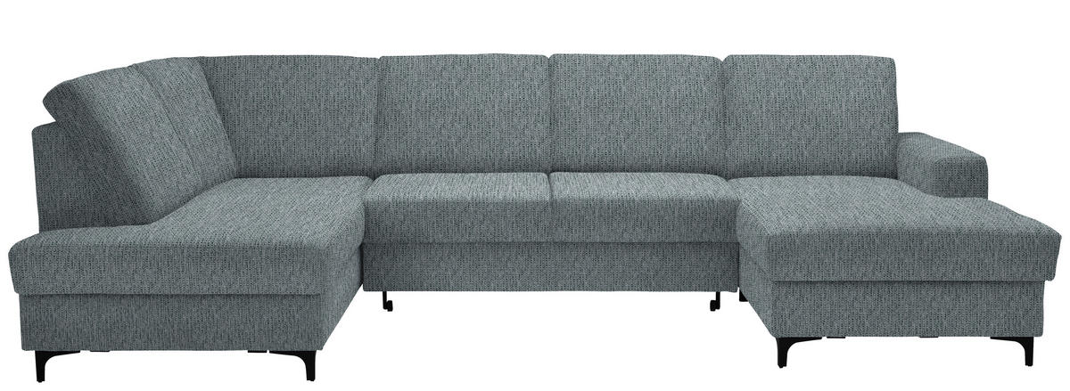 SOFFA i vävt tyg grå  - svart/grå, Klassisk, metall/textil (185/317/167cm) - Livetastic