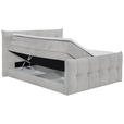 BOXSPRINGBETT 180/200 cm  in Hellgrau  - Hellgrau/Schwarz, Basics, Holzwerkstoff/Kunststoff (180/200cm) - Esposa