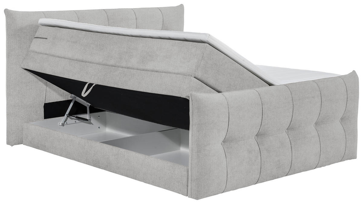BOXSPRINGBETT 180/200 cm  in Hellgrau  - Hellgrau/Schwarz, Basics, Holzwerkstoff/Kunststoff (180/200cm) - Esposa