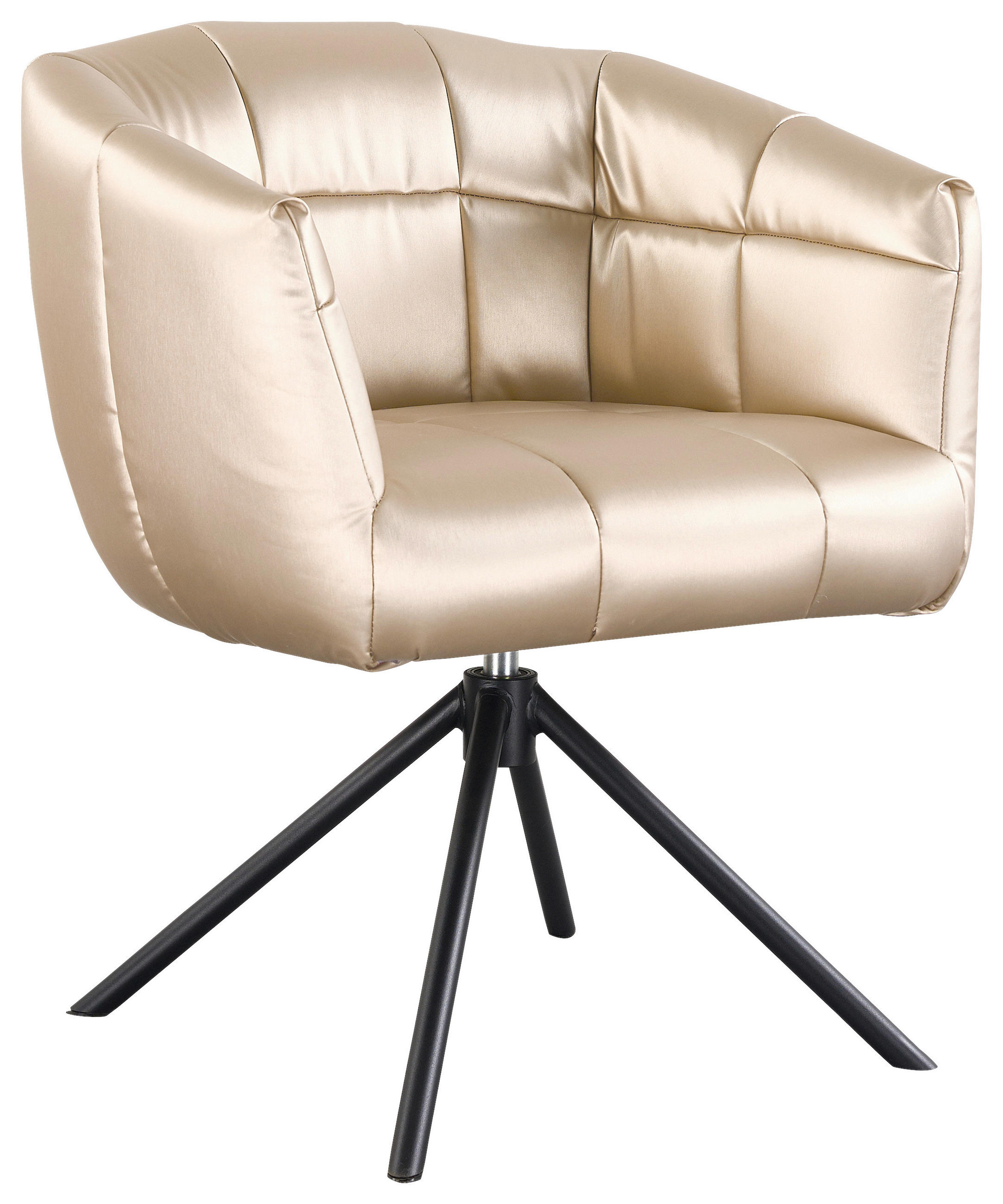 ARMLEHNSTUHL  Sitzfläche 360° drehbar Webstoff  - Champagner/Schwarz, Design, Textil/Metall (67/79/64cm) - Novel
