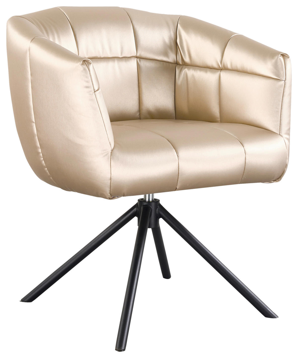 ARMLEHNSTUHL  Sitzfläche 360° drehbar Webstoff  - Champagner/Schwarz, Design, Textil/Metall (67/79/64cm) - Novel