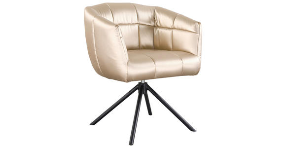 ARMLEHNSTUHL  Sitzfläche 360° drehbar Webstoff  Schwarz, Champagner  - Champagner/Schwarz, Design, Textil/Metall (67/79/64cm) - Novel