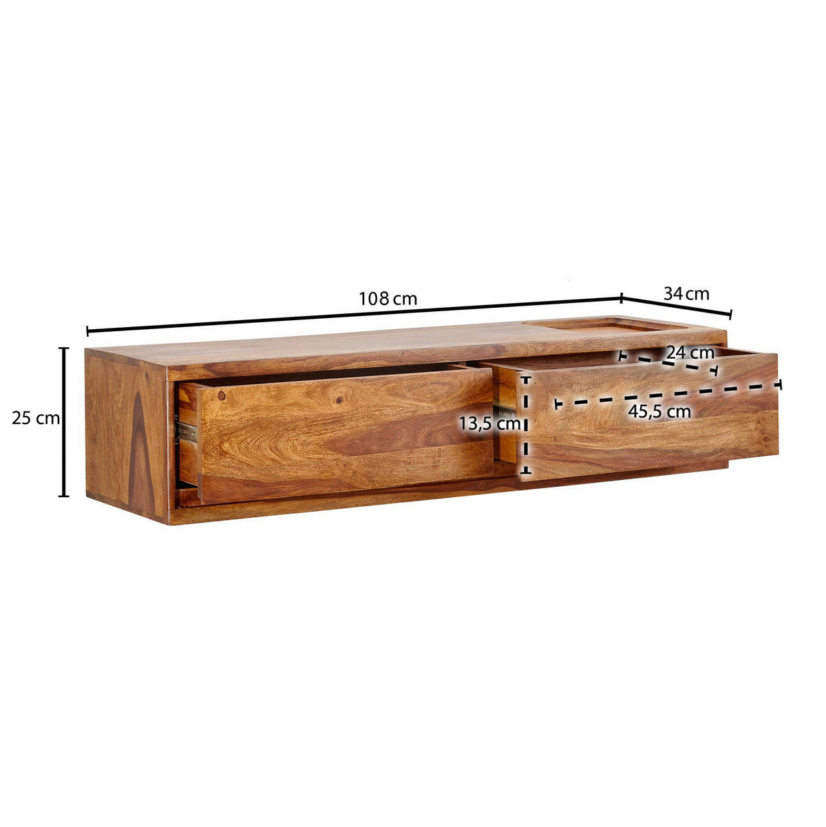 TV-BÄNK  i 108/25/34 cm  - sheshamfärgad, Modern, trä (108/25/34cm) - MID.YOU