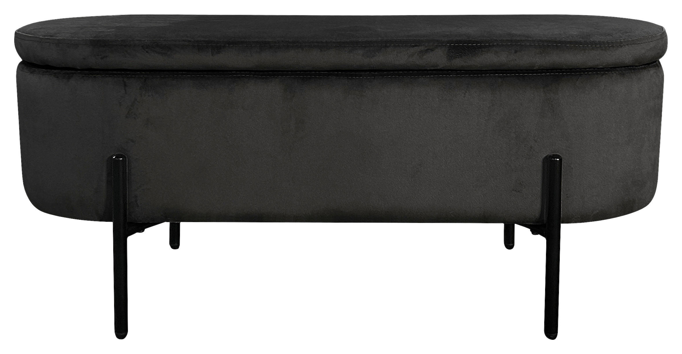 SITZBANK 95/42/37,5 cm Samt Schwarz  - Schwarz, Design, Textil/Metall (95/42/37,5cm) - MID.YOU