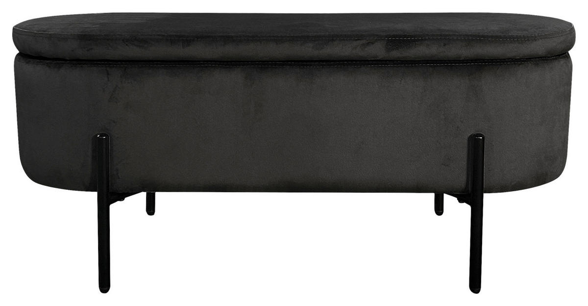 SITZBANK 95/42/37,5 cm Samt Schwarz  - Schwarz, Design, Textil/Metall (95/42/37,5cm) - MID.YOU
