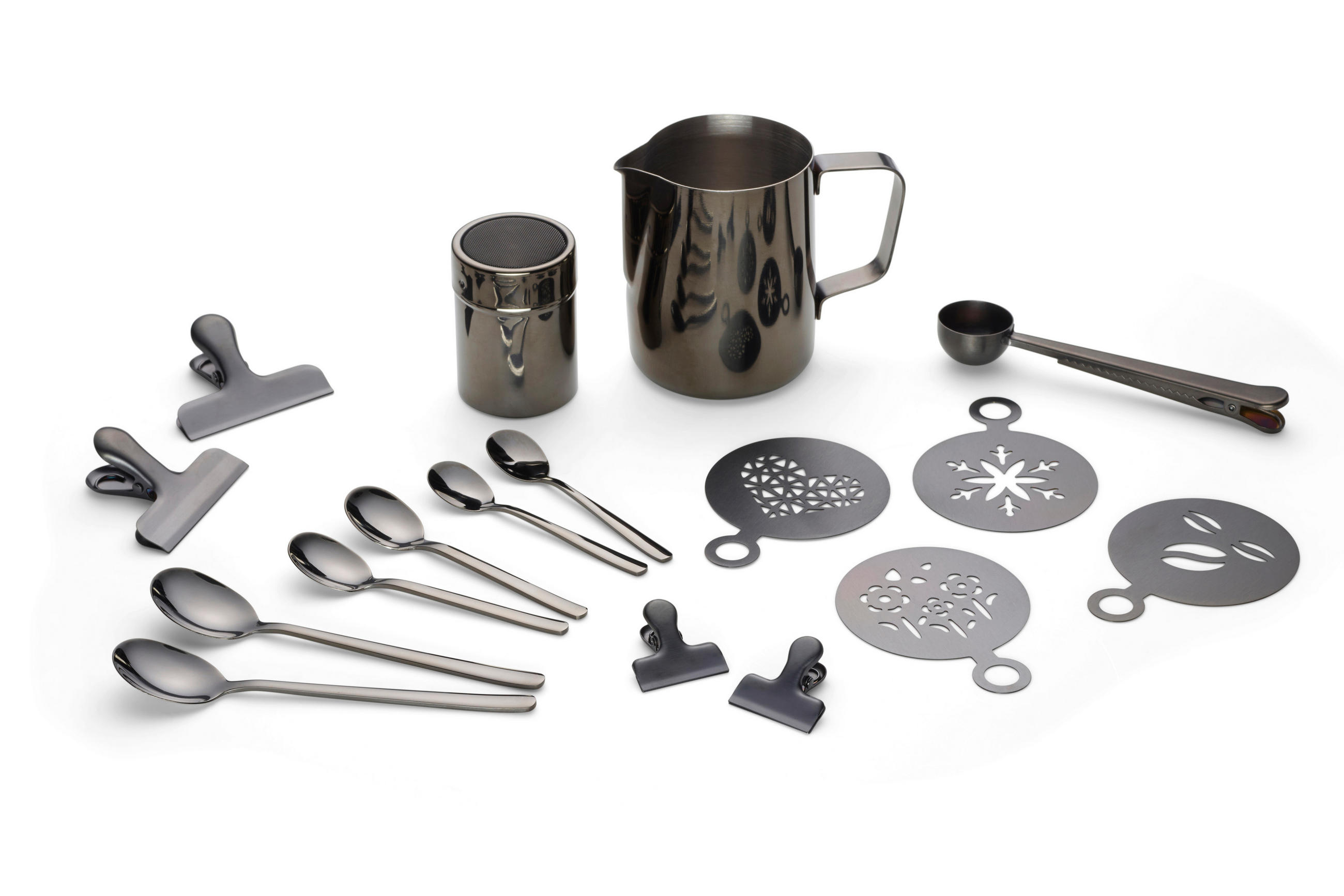 KAFFEESET 23-teilig Schwarz  - Schwarz, Basics, Metall - Echtwerk