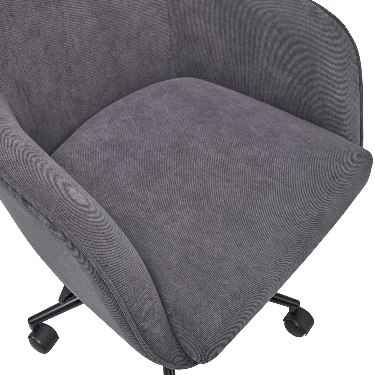 DREHSTUHL  in Cord Dunkelgrau  - Dunkelgrau/Schwarz, Lifestyle, Kunststoff/Textil (63/93-98/71cm) - Livetastic
