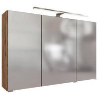 SPIEGELSCHRANK 100/64/20 cm  - Chromfarben/Eiche Wotan, MODERN, Holzwerkstoff/Metall (100/64/20cm) - Held