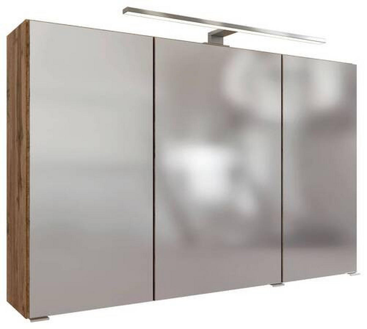 SPIEGELSCHRANK 100/64/20 cm  - Chromfarben/Eiche Wotan, MODERN, Holzwerkstoff/Metall (100/64/20cm) - Held