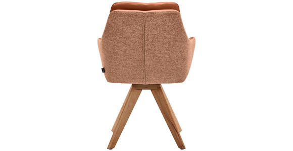 ARMLEHNSTUHL in Webstoff Kombination Echtleder/Stoff pigmentiert - Eiche Bianco/Cognac, Design, Leder/Holz (62/90/65cm) - Waldwelt