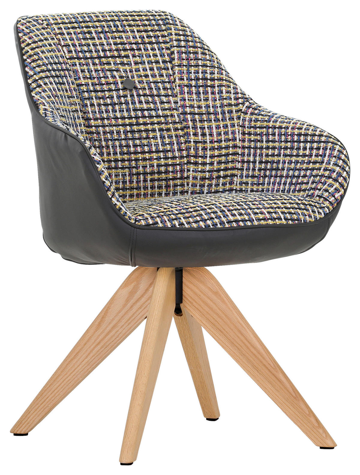 ARMLEHNSTUHL  in Chenille, Lederlook  - Blau/Eichefarben, KONVENTIONELL, Holz/Textil (60/83/65cm) - Novel