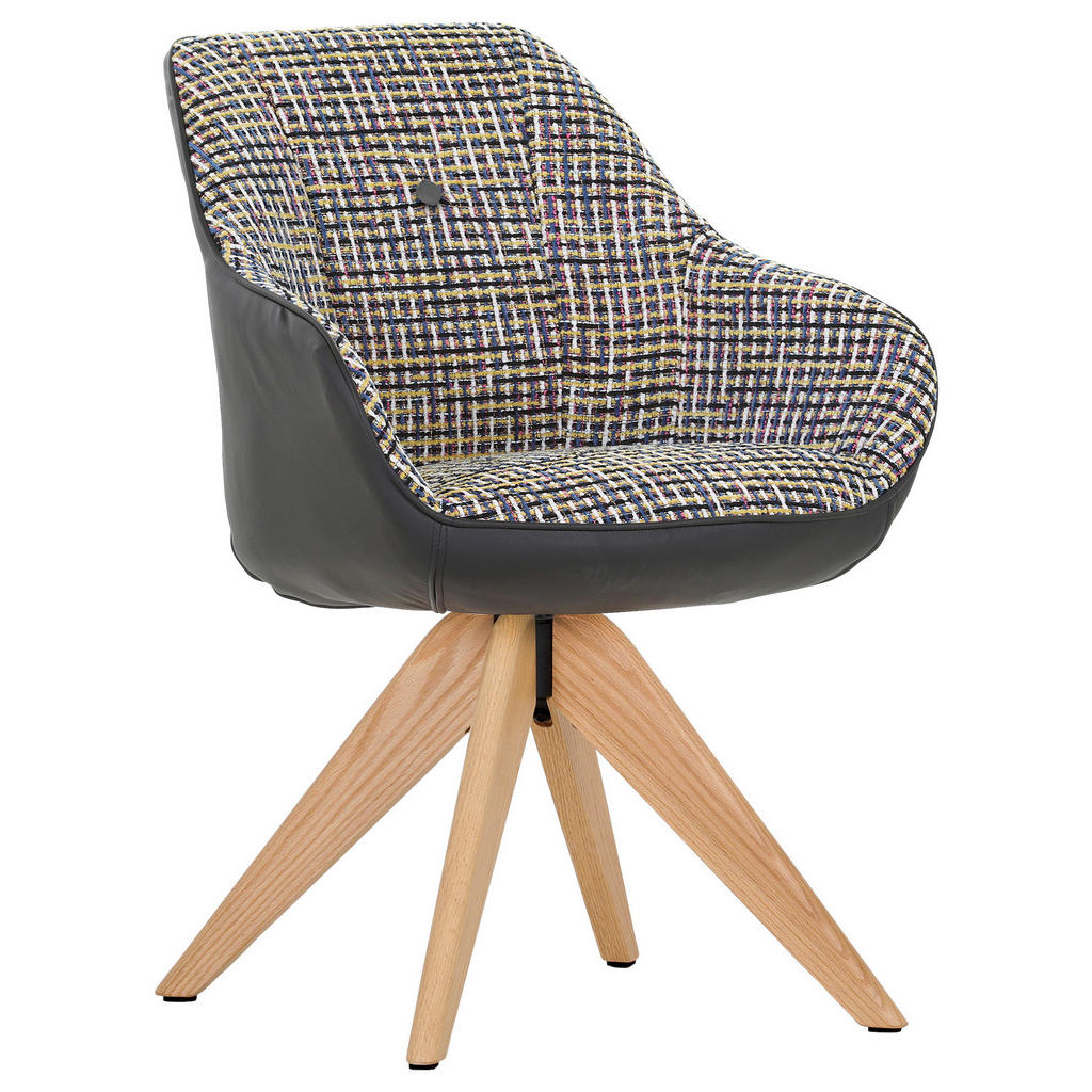 Novel ŽIDLE S PODRUČKAMI, žinylka, vzhled kůže, modrá, žlutá, barvy dubu