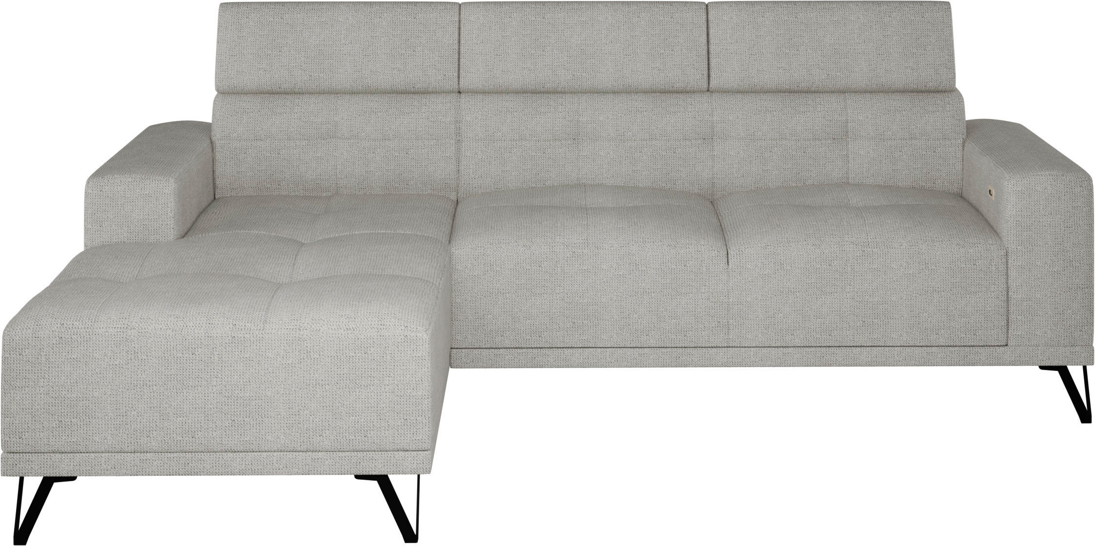 ECKSOFA Greige Chenille  - Greige/Schwarz, KONVENTIONELL, Textil/Metall (178/264cm) - Hom`in