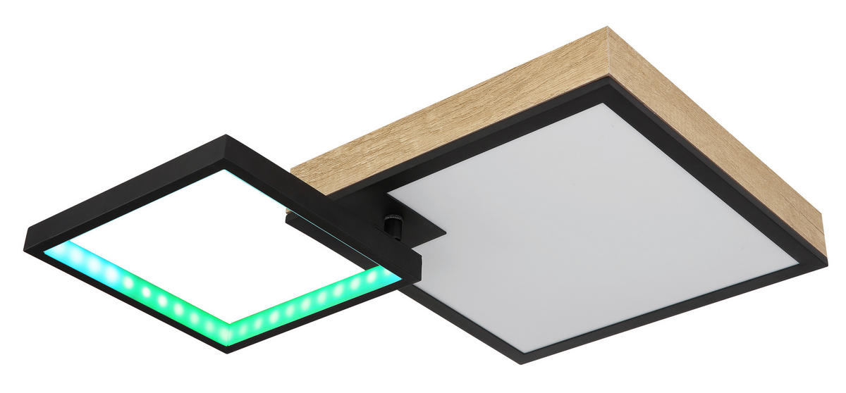 LED-DECKENLEUCHTE 21 W    60/41/10 cm  - Dunkelbraun/Opal, Natur, Holzwerkstoff/Kunststoff (60/41/10cm) - Globo