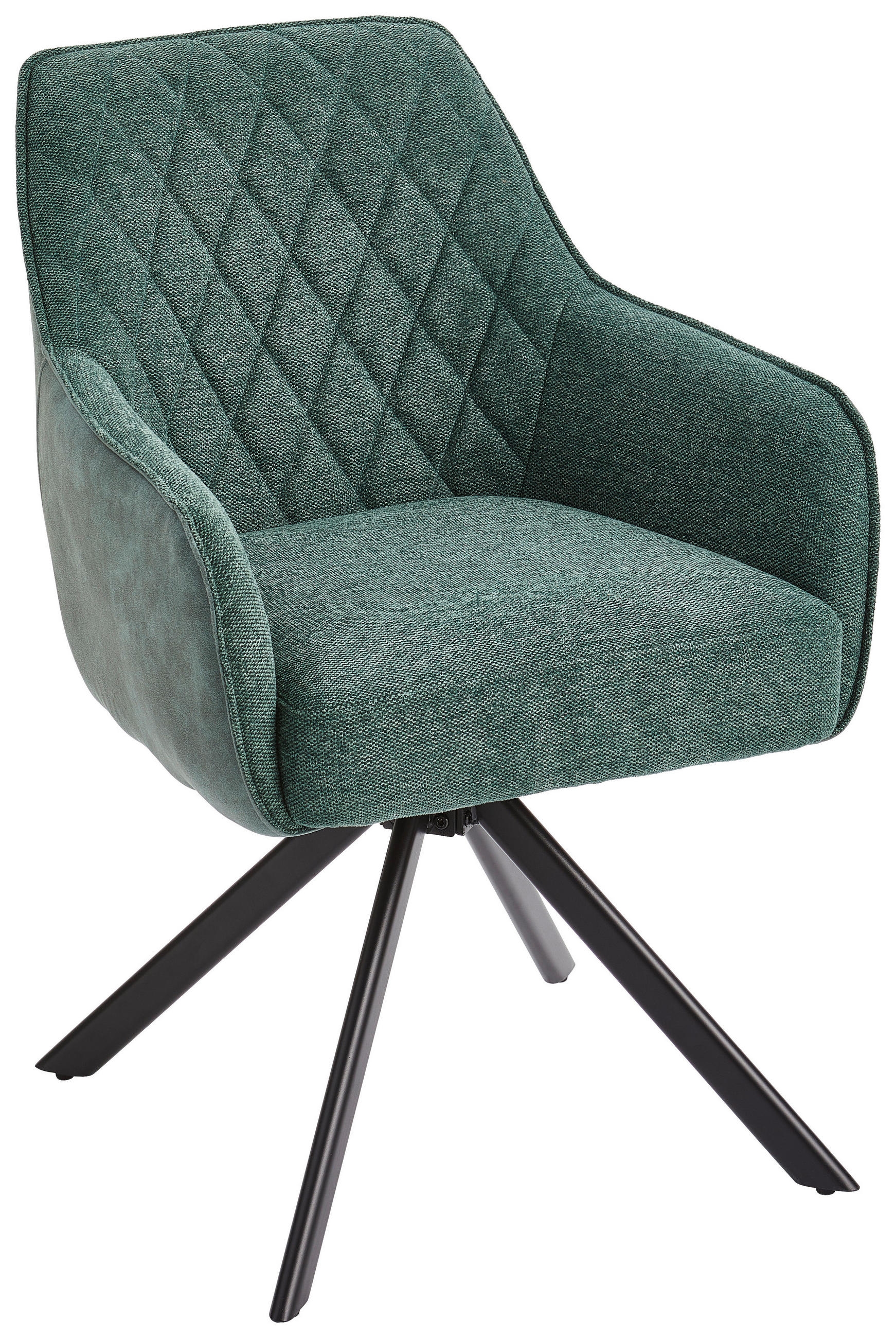 Scaun Cu Brațe din lemn, metal, textil, verde, negru