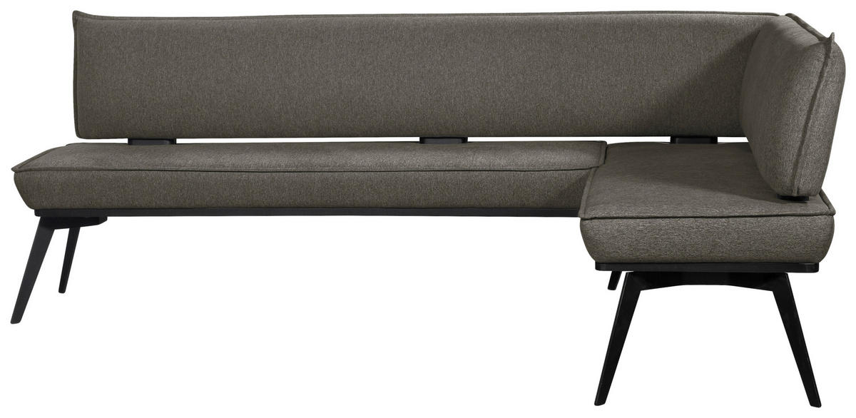 ECKBANK 235/165 cm Webstoff Schwarz, Dunkelgrau Buche massiv   - Dunkelgrau/Schwarz, Basics, Holz/Textil (235/165cm) - Carryhome