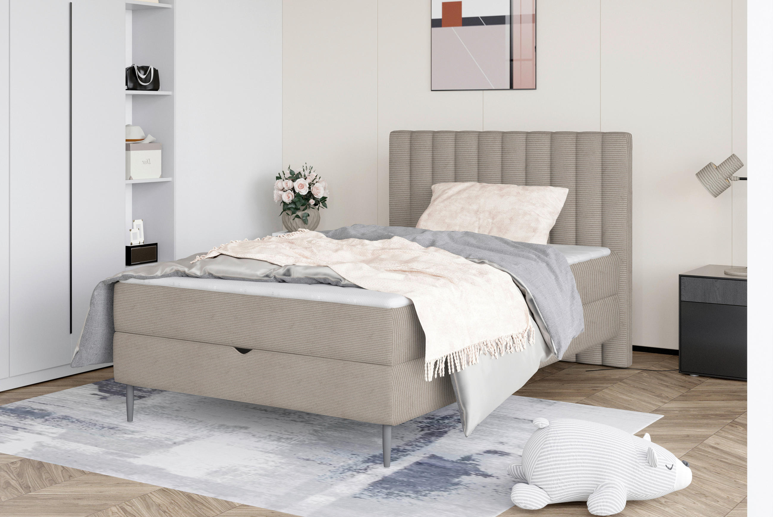 BOXBETT 120/200 cm  in Taupe  - Taupe/Schwarz, Design, Holz/Holzwerkstoff (120/200cm) - Stylife