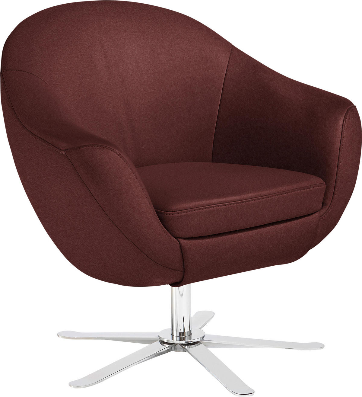 COCKTAILSESSEL Echtleder Weinrot    - Chromfarben/Weinrot, Design, Leder/Metall (84/82/71cm) - Joop!