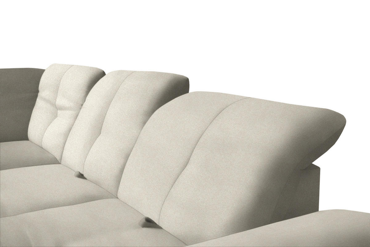 ECKSOFA Ecru Flachgewebe  - Ecru/Schwarz, Design, Textil/Metall (313/242cm) - Xora
