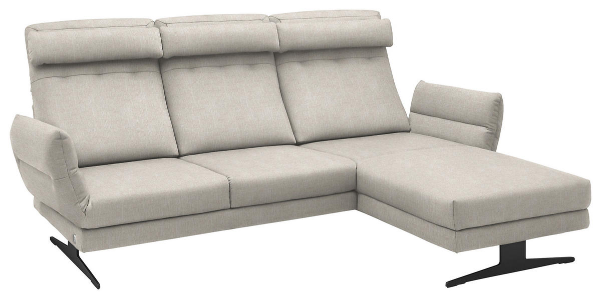 ECKSOFA in Flachgewebe Naturfarben  - Schwarz/Naturfarben, Design, Textil/Metall (279-327/176-217cm) - Dieter Knoll
