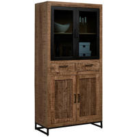 VITRINSKÅP naturfärgad, ljusbrun  90/180/40 cm  - ljusbrun/svart, Design, metall/trä (90/180/40cm) - Carryhome