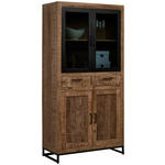 VITRINE  in massiv Mangoholz Naturfarben, Hellbraun - Hellbraun/Schwarz, Design, Glas/Holz (90/180/40cm) - Carryhome