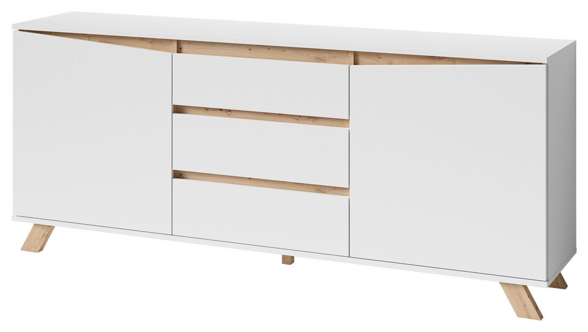 SIDEBOARD Valentin  in 180/76/38 cm  - Weiß/Eiche Artisan, MODERN, Holzwerkstoff (180/76/38cm) - MID.YOU