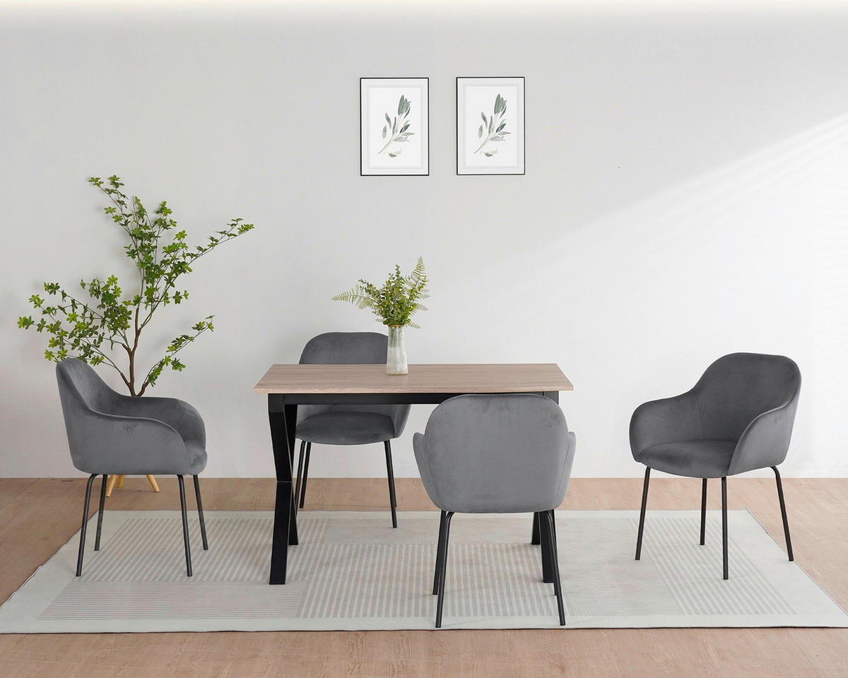 ESSTISCH 120/80/76 cm Nachbildung  Metall, Holzwerkstoff gastro- und objekttauglich rechteckig Eichefarben  - Eichefarben/Schwarz, MODERN, Holzwerkstoff/Metall (120/80/76cm) - MID.YOU
