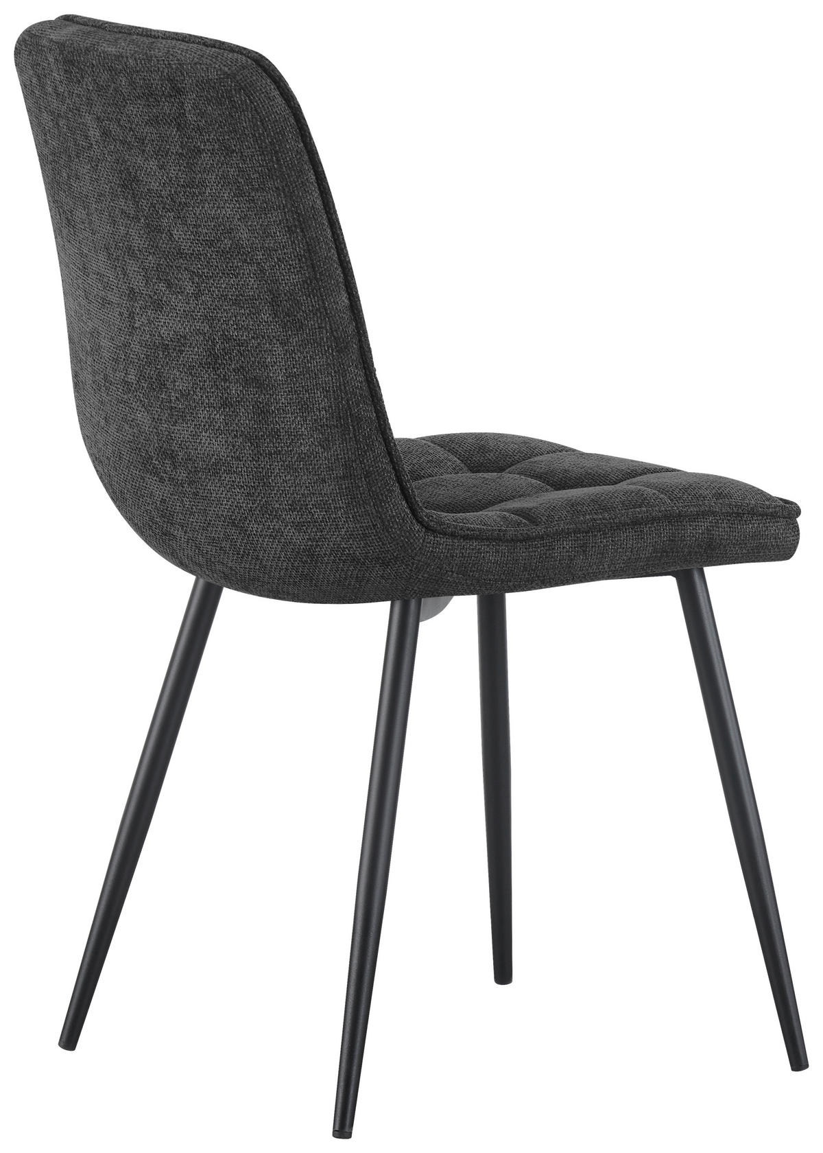 STUHL  in Eisen Leinenoptik Holz, Metall, Textil  - Anthrazit/Schwarz, KONVENTIONELL, Holz/Textil (45/89/58cm) - MID.YOU
