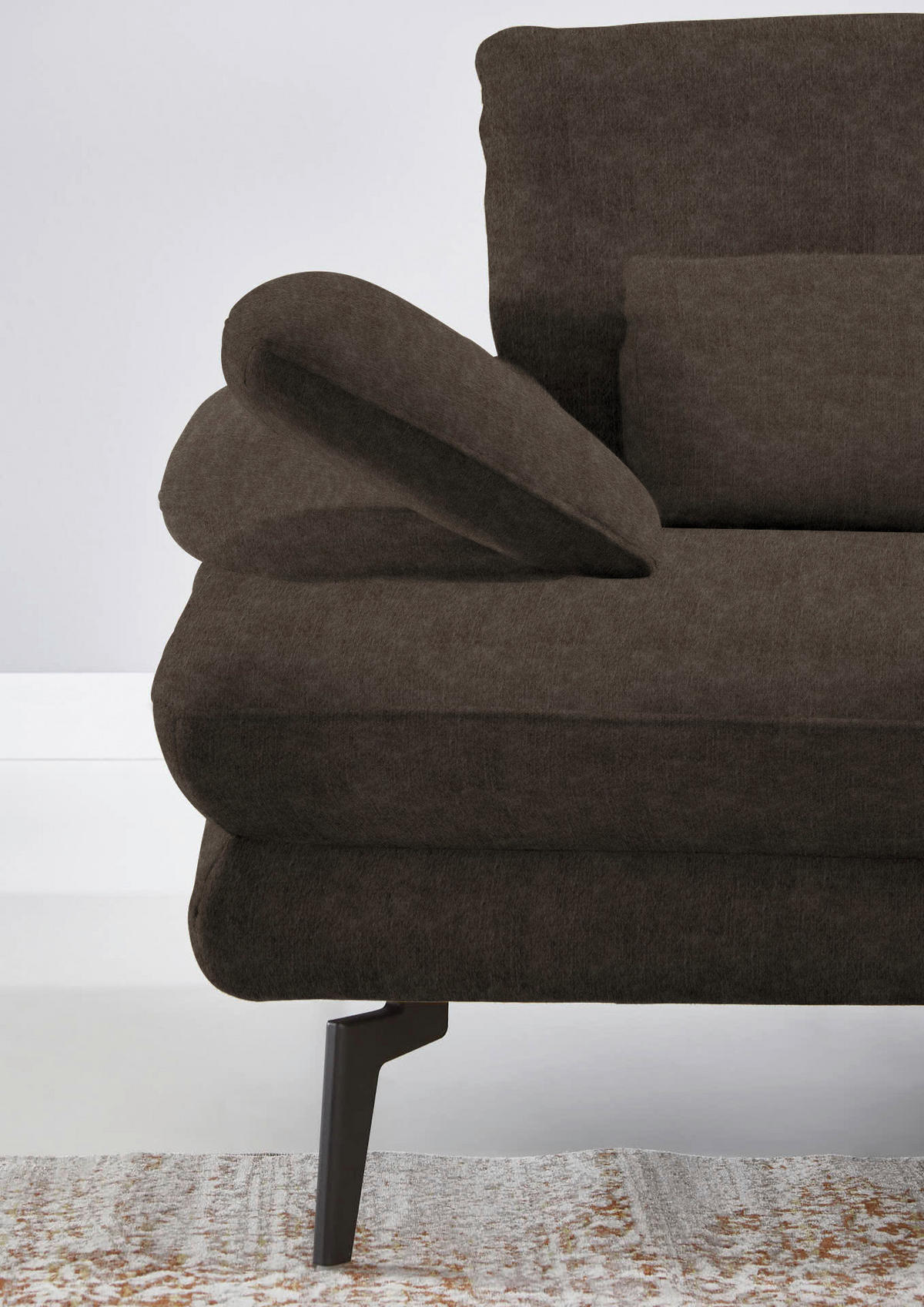 ECKSOFA in Velours Dunkelbraun  - Dunkelbraun/Schwarz, Design, Textil/Metall (310/180cm) - Dieter Knoll