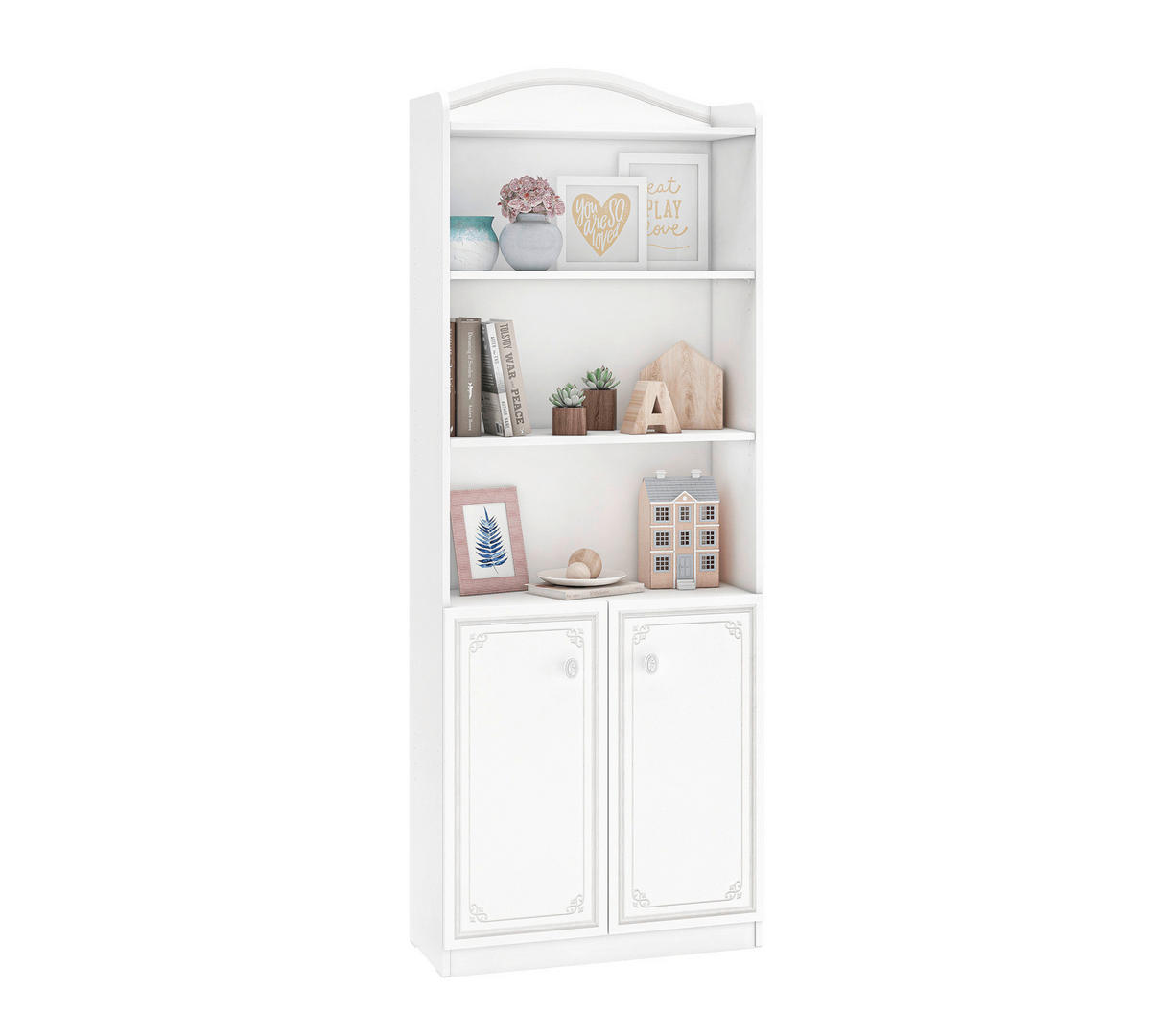 Bibliotecă, alb,  - alb, Basics, material pe bază de lemn (70/188/34cm) - Cilek