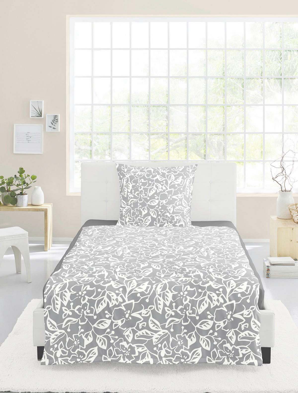 BETTWÄSCHE Makosatin 155/220 cm  - Grauweiß, Design, Textil (155/220cm) - Bierbaum