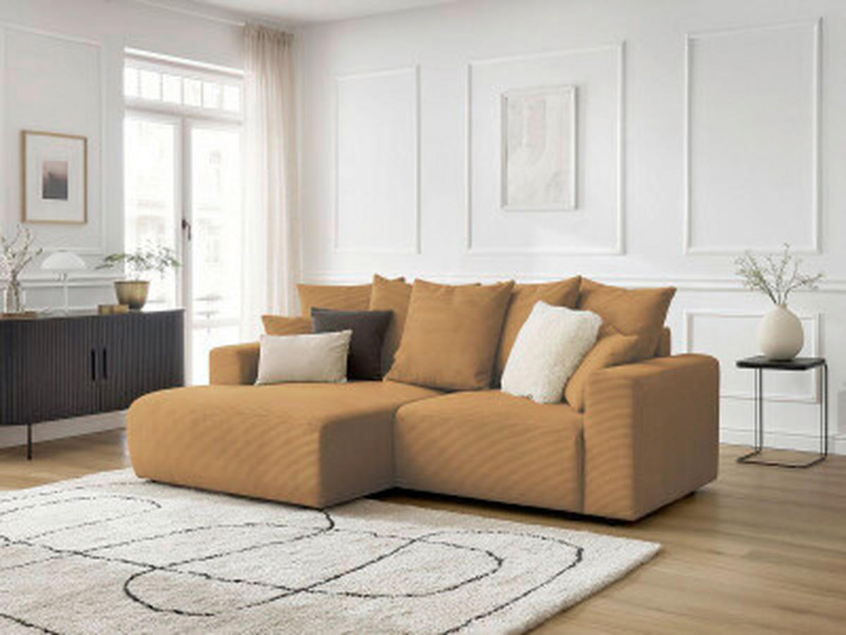 ECKSOFA Ottomane links  ATILLA Gelb Cord  - Gelb/Schwarz, MODERN, Kunststoff/Textil (149/244cm)