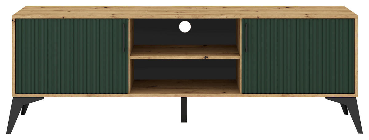 LOWBOARD Lugo  in 164,5/58,4/40 cm  - Dunkelgrün/Schwarz, Design, Holzwerkstoff/Metall (164,5/58,4/40cm) - Boxxx