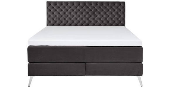 BOXSPRINGBETT 180/200 cm  in Anthrazit  - Chromfarben/Anthrazit, Design, Textil/Metall (180/200cm) - Xora