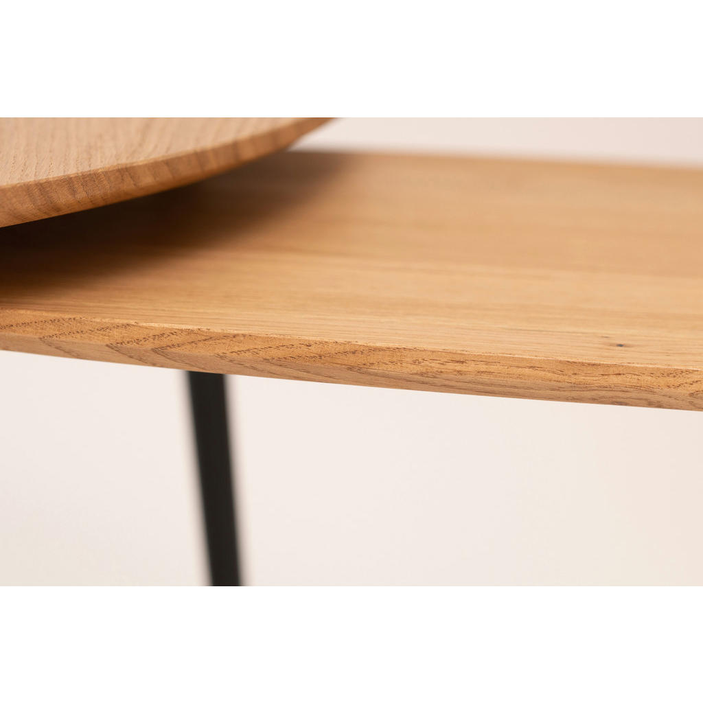 Thumbnail - Boxxx Couchtischset, Schwarz, Wildeiche, Holz, Metall, 2-teilig, Wildeiche, massiv, Freiform, rund, 60x48x90 cm, Wohnzim...