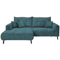 ECKSOFA in Cord Petrol  - Petrol/Schwarz, Konventionell, Textil/Metall (185/250cm) - Carryhome