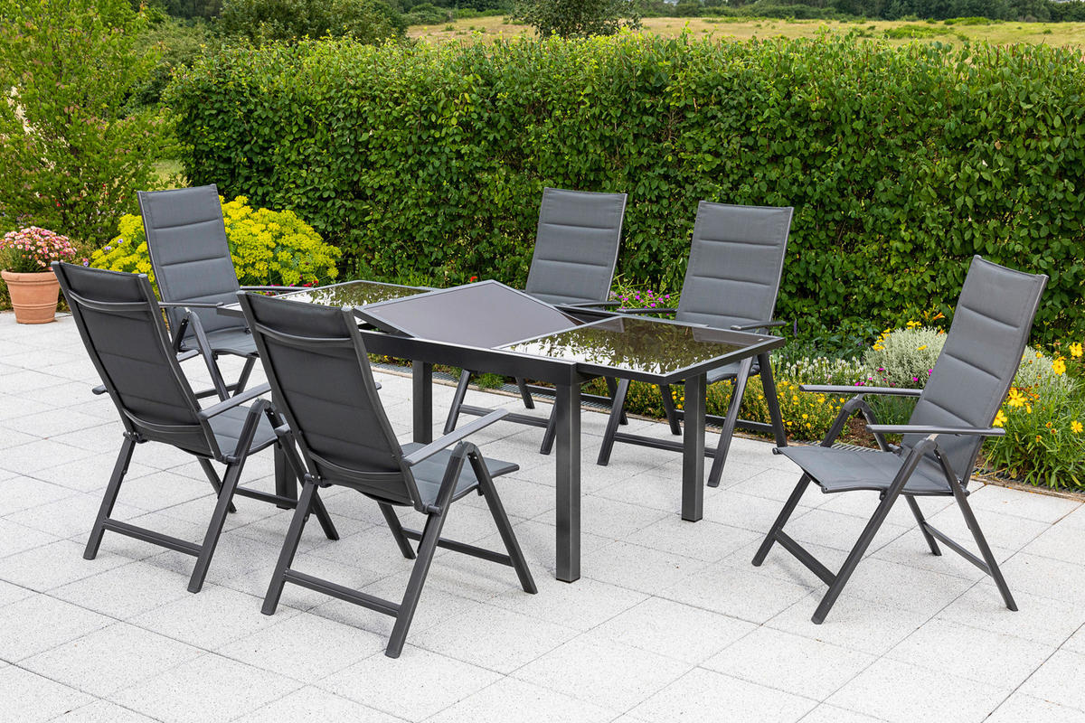 GARTENTISCH 180/100/75 cm Metall rechteckig  - Graphitfarben/Braun, MODERN, Glas/Metall (180/100/75cm) - Gardenson