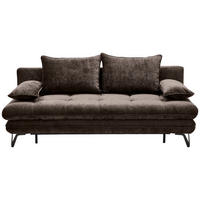 SCHLAFSOFA Italia in Samt Braun  - Schwarz/Braun, Design, Textil/Metall (205/79-96/85cm) - Novel